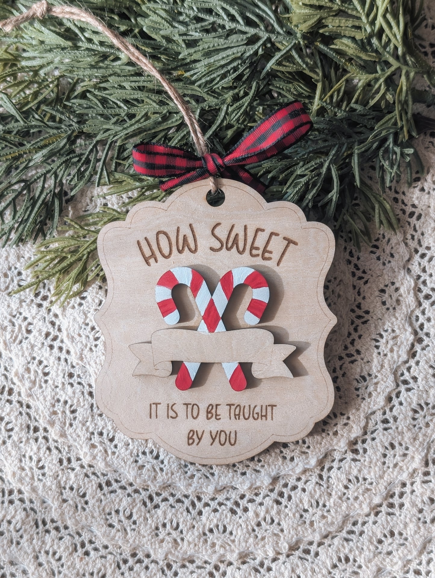 Teacher Candy Cane Ornament